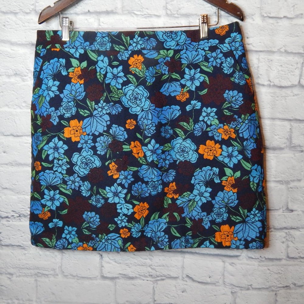 Blue floral LOFT skirt size 14